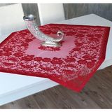 Wenessi Güllü Desen Örme Fiskos Örtüsü - 100 x 100 cm - Kırmızı