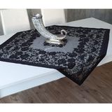 Wenessi Güllü Desen Örme Fiskos Örtüsü - 100 x 100 cm - Siyah