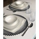 Wenessi Güneş Desen Anglez Kordone Nakışlı Tül Supla 6 Lı Takım - 38 x 38 cm - Siyah