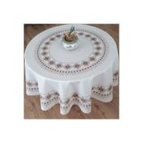 WENESSİ Kanaviçe Desenli Baskılı Polyester Kumaş Yuvarlak Masa Örtüsü(150×0CM)