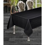 Wenessi Keten Efektli Polyester Kumaş Çizgili Masa Örtüsü - Siyah - 160 x 220 cm