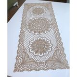Wenessi Petek Desen Anglez Kordone Nakışlı Tül Runner - 37 x 93 cm - Kahverengi