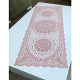 Wenessi Petek Desen Anglez Kordone Nakışlı Tül Runner - 37 x 93 cm - Pudra