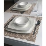 Wenessi Petek Desen Anglez Kordone Nakışlı Tül Supla 6 Lı Takım - 38 x 38 cm - Kahverengi