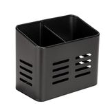 WENKO Baco çatal bıçak sepeti, Siyah Açık hava mutfak sepeti, çatal bıçak takımı için siyah toz kaplamalı metalden yapılmıştır, 16 x 13,5 x 9 cm