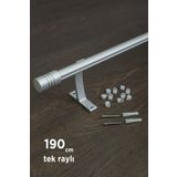 wenthi 190cm Kornişli Metal Rustik Mat Gri Venti 20mm Tek Raylı Perde Askısı, Rustik Borusu, Metal Korniş