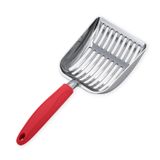 WePet Kedi Kumu Kepçesi, Alüminyum Alaşımlı Elek, Kitty Metal Scooper, Derin Kürek, Uzun Saplı, Kaka Eleme, Kedi Pooper Kaldırıcı, Ağır Hizmet, Kırmızı Saplı Parlak Alüminyum