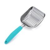 WePet Kedi Kumu Kepçesi, Alüminyum Alaşımlı Elek, Kitty Metal Scooper, Derin Kürek, Uzun Saplı, Kaka Eleme, Kedi Pooper Kaldırıcı, Ağır Hizmet, Siyah Saplı Parlak Alüminyum