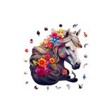 WePuzzleUp Ahşap Puzzle - Çiçek Yeleli At Figürü - 210 Parça, 27x29 cm