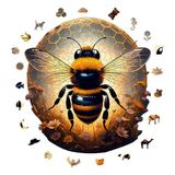 WePuzzleUp Ahşap Puzzle Yetişkin - Arı - 268 Parça, 28 x 30 cm - Yapıştırıcı Folyo Dahil - Benzersiz Şekilli Parçalar & Özel Figürler - WZ-22