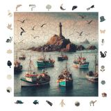 WePuzzleUp Ahşap Puzzle Yetişkin - Balıkçı Koyu - 353 Parça, 29 x 29 cm - Yapıştırıcı Folyo Dahil - Benzersiz Şekilli Parçalar & Özel Figürler - S1-09