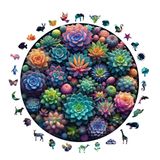 WePuzzleUp Ahşap Puzzle Yetişkin - Çiçekler - Yapıştırıcı Folyo Dahil - Benzersiz Şekilli Parçalar & Özel Figürler (Sukulent Bahçesi)