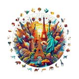 WePuzzleUp Ahşap Puzzle Yetişkin - Dünya Şehirleri - 252 Parça, 29 x 29 cm - Yapıştırıcı Folyo Dahil - Benzersiz Şekilli Parçalar & Özel Figürler - A1-11