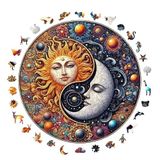 WePuzzleUp Ahşap Puzzle Yetişkin - Güneş Ve Ayın Dansı - 252 Parça, 29 x 29 cm - Yapıştırıcı Folyo Dahil - Benzersiz Şekilli Parçalar & Özel Figürler - A1-06