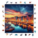 WePuzzleUp Ahşap Puzzle Yetişkin - Huzurlu Liman Manzarası - 353 Parça, 29 x 29 cm - Yapıştırıcı Folyo Dahil - Benzersiz Şekilli Parçalar & Özel Figürler - S1-12