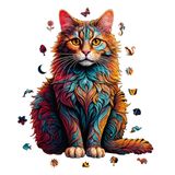 WePuzzleUp Ahşap Puzzle Yetişkin - Kedi - 250 Parça, 27 x 33 cm - Yapıştırıcı Folyo Dahil - Benzersiz Şekilli Parçalar & Özel Figürler - WZ-25