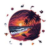 WePuzzleUp Ahşap Puzzle Yetişkin - Palmiye Adası - 149 Parça, 29 x 28 cm - Yapıştırıcı Folyo Dahil - Benzersiz Şekilli Parçalar & Özel Figürler - WZ-13