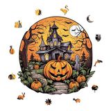 WePuzzleUp Ahşap Puzzle Yetişkin - Perili Köşk - 155 Parça, 29 x 29 cm - Yapıştırıcı Folyo Dahil - Benzersiz Şekilli Parçalar & Özel Figürler - WZ-11