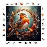WePuzzleUp Ahşap Puzzle Yetişkin - Robin Kuşu - 353 Parça, 29 x 29 cm - Yapıştırıcı Folyo Dahil - Benzersiz Şekilli Parçalar & Özel Figürler - S1-39