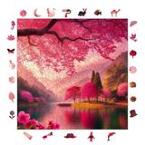 WePuzzleUp Ahşap Puzzle Yetişkin - Sakura Huzuru - 353 Parça, 29 x 29 cm - Yapıştırıcı Folyo Dahil - Benzersiz Şekilli Parçalar & Özel Figürler - S1-25