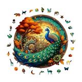 WePuzzleUp Ahşap Puzzle Yetişkin - Tavus Kuşu - 220 Parça, 29 x 28 cm - Yapıştırıcı Folyo Dahil - Benzersiz Şekilli Parçalar & Özel Figürler - WZ-08