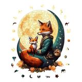 WePuzzleUp Ahşap Puzzle Yetişkin - Tilki Ve Ayın Dansı - 320 Parça, 29 x 38 cm - Yapıştırıcı Folyo Dahil - Benzersiz Şekilli Parçalar & Özel Figürler - WZ-02