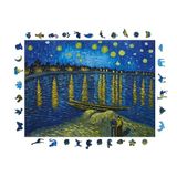 WePuzzleUp Ahşap Puzzle Yetişkin - Van Gogh Ren Nehri'nde Yıldızlı Bir Gece - 450 Parça, 29 x 39 cm - Yapıştırıcı Folyo Dahil - Benzersiz Şekilli Parçalar & Özel Figürler - R1-11