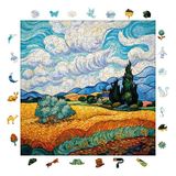 WePuzzleUp Ahşap Puzzle Yetişkin - Van Gogh Selvili Buğday Tarlası Reprodüksiyon - 353 Parça, 29 x 29 cm - Yapıştırıcı Folyo Dahil - Benzersiz Şekilli Parçalar & Özel Figürler - S1-37