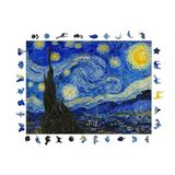 WePuzzleUp Ahşap Puzzle Yetişkin - Van Gogh Yıldızlı Gece - 450 Parça, 29 x 39 cm - Yapıştırıcı Folyo Dahil - Benzersiz Şekilli Parçalar & Özel Figürler - R1-12
