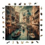 WePuzzleUp Ahşap Puzzle Yetişkin - Venedik'Te Akşamüstü - 353 Parça, 29 x 29 cm - Yapıştırıcı Folyo Dahil - Benzersiz Şekilli Parçalar & Özel Figürler - S1-15