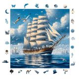 WePuzzleUp Ahşap Puzzle Yetişkin - Yelkenli Efsanesi - 353 Parça, 29 x 29 cm - Yapıştırıcı Folyo Dahil - Benzersiz Şekilli Parçalar & Özel Figürler - S1-08