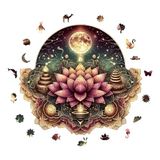 WePuzzleUp Ahşap Puzzle Yetişkin - Yıldızlı Lotus Mandalası - 181 Parça, 29 x 26 cm - Yapıştırıcı Folyo Dahil - Benzersiz Şekilli Parçalar & Özel Figürler - WZ-10