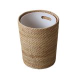 WERFOGH Rattan depolama çöp kutusu depolama sepeti silindir iç tankı masaüstü atık kağıt kova ev kapaksız