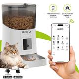 Wero Akıllı Kedi Köpek Mama Kabı Pro 1080P Ayarlanabilir Kamera Wifi Kontrol Pet Feeder Metal Kase Beyaz 6 Lt
