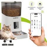 Wero Akıllı Kedi/Köpek Mama Kabı Pro (Geliştirilmiş 2025 versiyon) 1080p Ayarlanabilir Kamera, 6 Lt, Wifi Kontrol, Pet Feeder, Metal Kase - Beyaz Metal