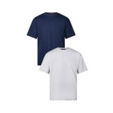 WERRONİ Erkek 2'li Paket Oversize Massimo Kalın Tok Kumaş Bisiklet Yaka Basic Lacivert - Gri T-Shirt