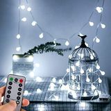 WERTIOO Pille Çalışan Şerit Işıklar 35ft 100 LED Küre Noel Işıkları Dış Mekan/İç Mekan Yatak Odası, Bahçe, Noel Ağacı [8 Mod, Zamanlayıcı] (Beyaz)