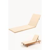 Werty Home Şezlong Minderi Yıkanır Silinir Fermuarlı 180-55-5 Cm Arkası Kuşaklı Krem Bej