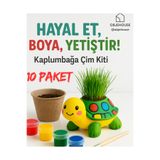 WeSank 10 Paket Kaplumbağa obje Çim Kiti 6LI AKRİLİK BOYA FIRÇA TOHUM TOPRAK