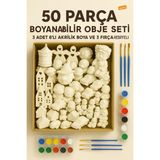 Wesank 50 Parça Alç? Boyama Seti – Boyanabilir Obje Seti + Akrilik Boya ve F?rça Hediyeli