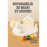 WeSank ® Boyanabilir 3D Bask? Ev Dekoru – Pilli Mum Hediyeli