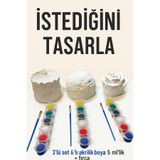 Wesank Objehouse 3’lü Boyanabilir Alç? Seti – 6’l? 5ml Akrilik Boya + F?rça Hediyeli | Kendin Yap Hobi Seti