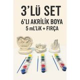 Wesank Objehouse 3’lü Boyanabilir Alç? Seti – 6’l? Akrilik Boya 5 ml + F?rça | Kendin Yap Hobi Seti