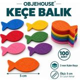 Wesank Objehouse Keçe Balık Süsleme Figürü, 100 Adet, 5 Cm, 3 mm Kalın Keçe
