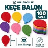 Wesank Objehouse Keçe Balon Süsleme Figürü, 100 Adet, 5 Cm, 3 mm Kalın Keçe