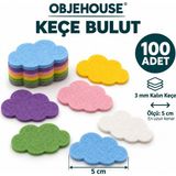 Wesank Objehouse Keçe Bulut Süsleme Figürü, 100 Adet, 5 Cm, 3 mm Kalın Keçe
