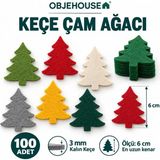 Wesank Objehouse Keçe Çam Ağacı Süsleme Figürü, 100 Adet, 6 Cm, 3 mm Kalın Keçe