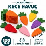 Wesank Objehouse Keçe Havuç Süsleme Figürü, 100 Adet, 5 Cm, 3 mm Kalın Keçe