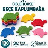 Wesank Objehouse Keçe Kaplumbağa Süsleme Figürü, 100 Adet, 5 Cm, 3 mm Kalın Keçe