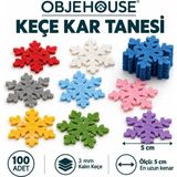 Wesank Objehouse Keçe Kar Tanesi Süsleme Figürü, 100 Adet, 5 Cm, 3 mm Kalın Keçe